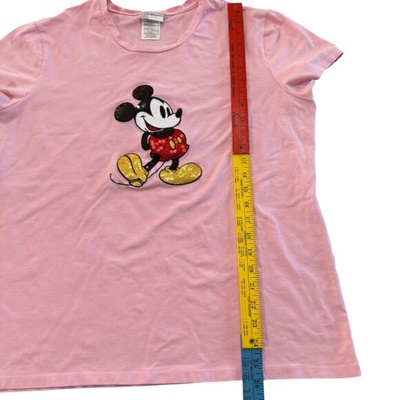 Lot 2 Disney Parks Mickey Minnie Mouse Size XXL Pink Sequin Black Bling T Shirt - Picture 8 of 16